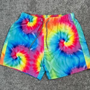 Boardies Apparel Mens M Rainbow Tie Dye Drawstring Lined Swim Board Shorts
